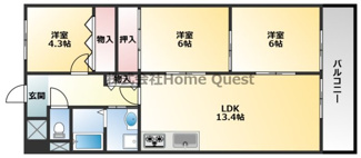 【間取り】 | サン八尾南ハイツ