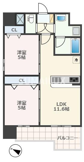 熊本市中央区保田窪１丁目の賃貸マンションの間取り
