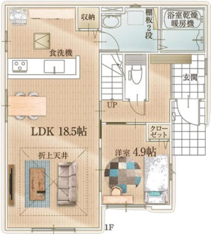 【仲介手数料無料】所沢市小手指南７期全１棟　所沢市の新築住宅なら西武ハウジングの間取り