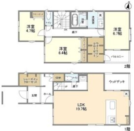 伊丹市伊丹5丁目戸建の間取り