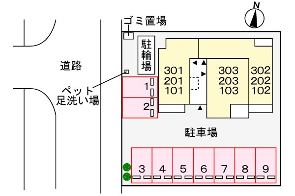 Ｖｉｌｌａ　Ｐｕｒｕｍｉｅの区画図|駐車場