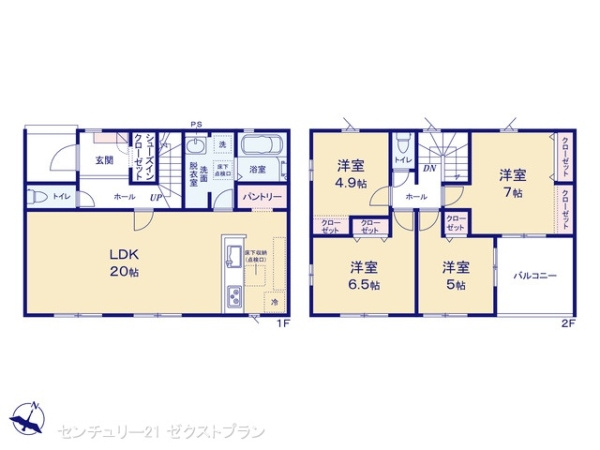 高崎市乗附町1期 2号棟の間取り|図面と異なる場合は現況を優先