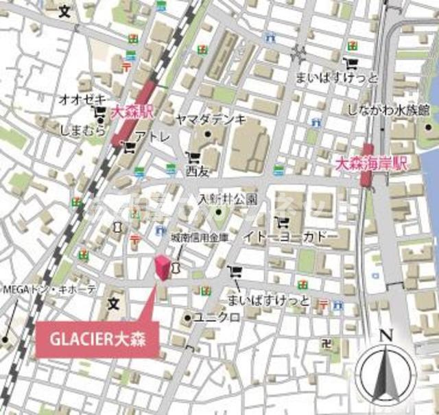 ＧＬＡＣＩＥＲ大森【おとり物件なし】#学生・社会人にオススメ！初期費用分割払いOK！の地図