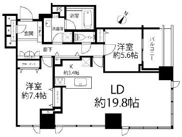 シティタワー有明の間取り|30階部分・南東角部屋住戸につきまして日当たり・通風・眺望良好。新規フルリノベーションマンション。