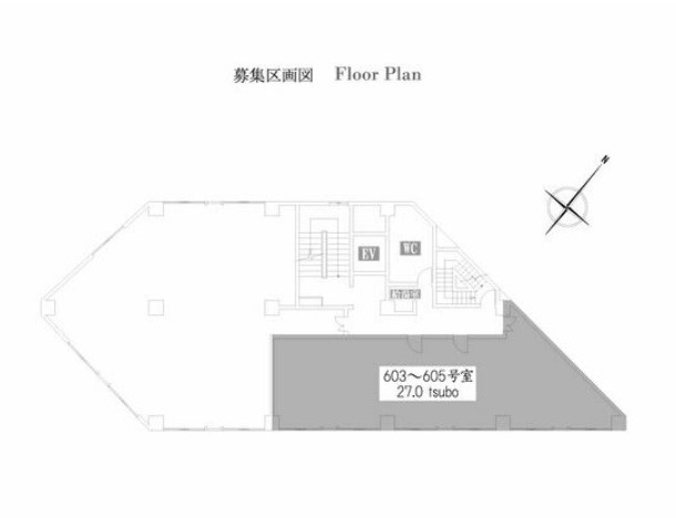 大阪市北区中津１丁目の事務所の区画図