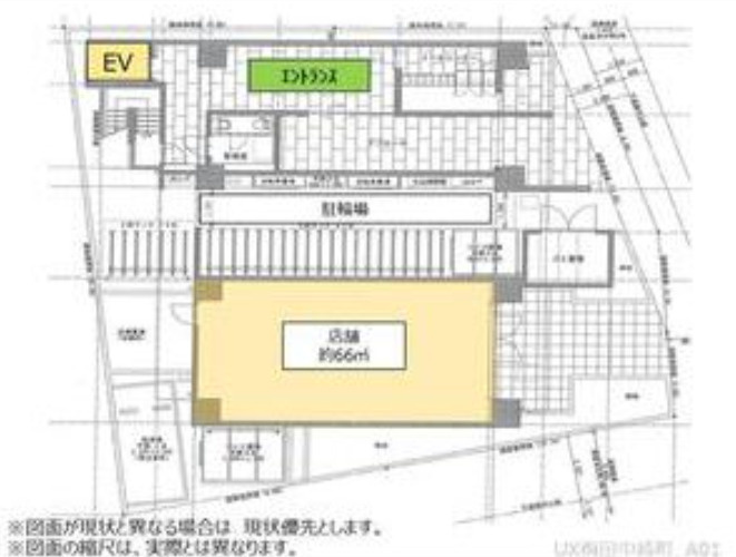 大阪市北区万歳町の店舗事務所の区画図