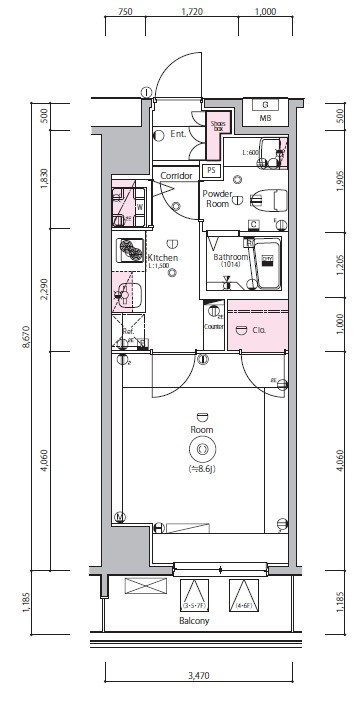 NIKKEIMARKSの間取り