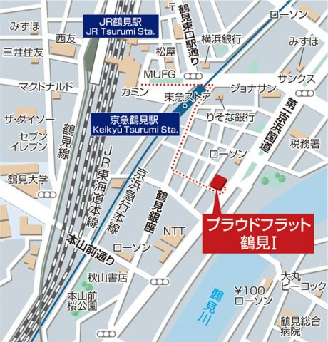 プラウドフラット鶴見Ⅰの地図