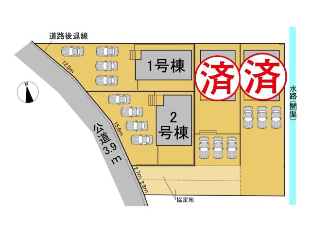 クワイエ　大垣市内原第１　全４区画分譲の区画図|■区画図
■YAMADA電機の　ヤマダ不動産　株式会社リライフ　
いつでもお問合わせ下さい。