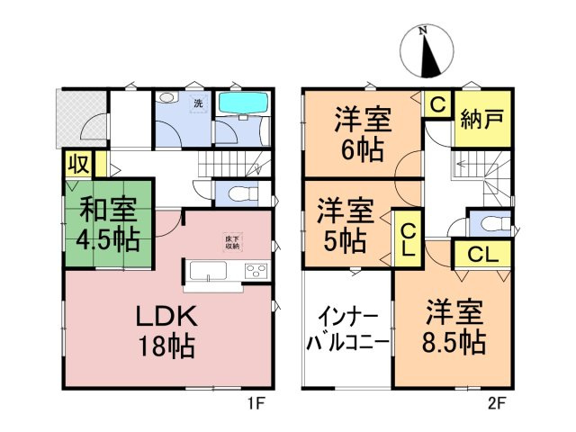 【商談中】クワイエ　大垣市内原第１　全４区画分譲の間取り|■２号棟　■ヤマダ不動産　株式会社リライフ　
■夢のマイホーム購入をフルサポートします！