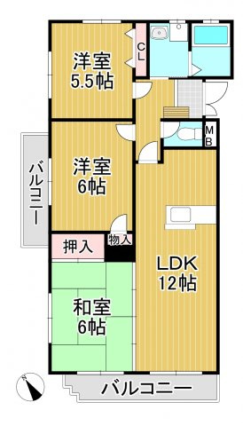 タモンズハートビレッジA棟の間取り