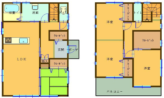 「築浅4LDK」高知市長浜　中古住宅の間取り|広々LDKに加え、各部屋に収納を備えた使い勝手の良い3LDK。動線の良い水回り配置とバルコニー付きで、家事も暮らしも快適。家族みんながゆったり過ごせる間取りです。