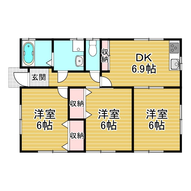 西牟田野中貸家の間取り