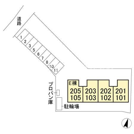 コーポ七曲り　Ｅの区画図|高崎、前橋のお部屋探しはエンドスケープまで！お客様の理想お聞かせ下さい♪