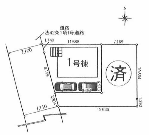 海老名市門沢橋第19　新築戸建全2棟　1号棟の区画図