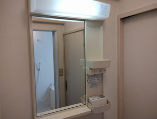 ゆったりとスペースのある洗面所