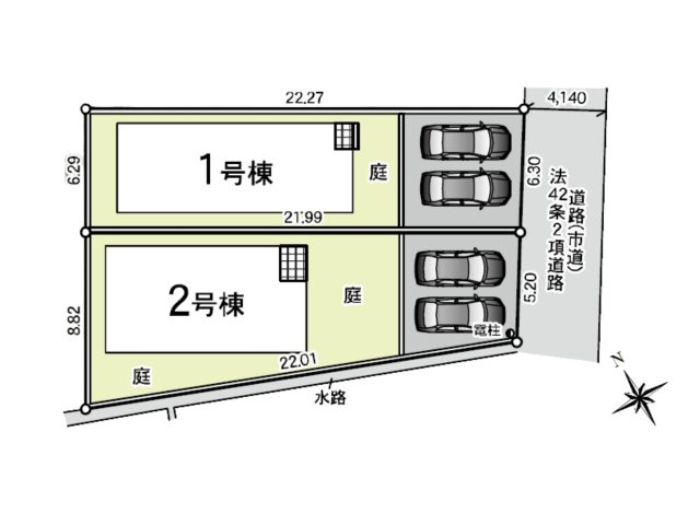 古賀市天神1丁目第9-2棟（2号棟）の区画図|配置図（2号棟）