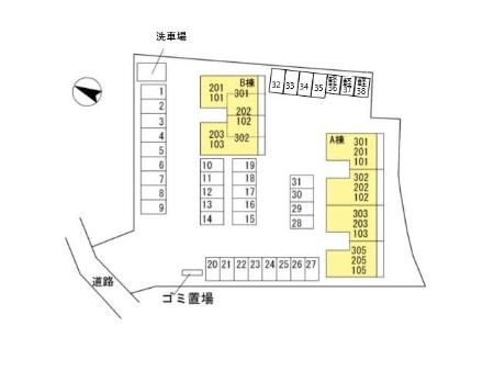 熊本市東区長嶺東５丁目のアパートの区画図