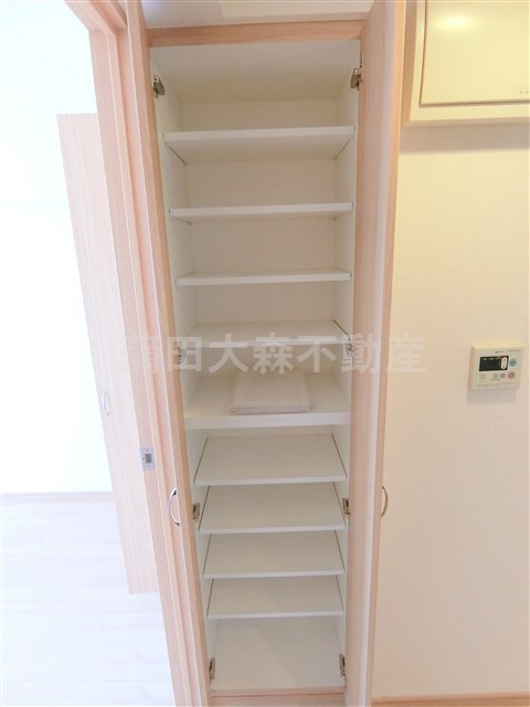 ルーブル多摩川南六郷の収納|洋室入口の棚収納　お風呂の近くですので、タオルや肌着等の収納に！