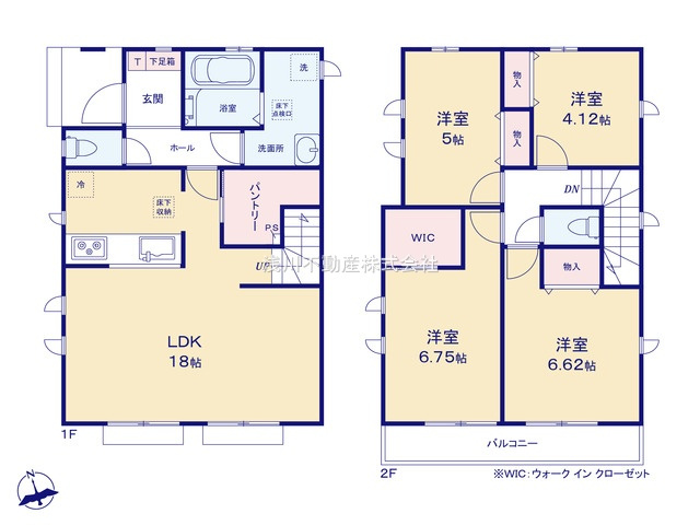 八王子市　弐分方町　新築一戸建て　１０期の間取り|～南向き4LDK　開放感のあるワンフロアリビング～