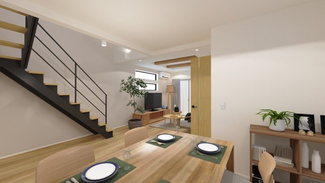 板橋区三園1丁目 限定1棟の完成予想図|スタイリッシュなスケルトン階段を設置
空間を華やかに演出します
