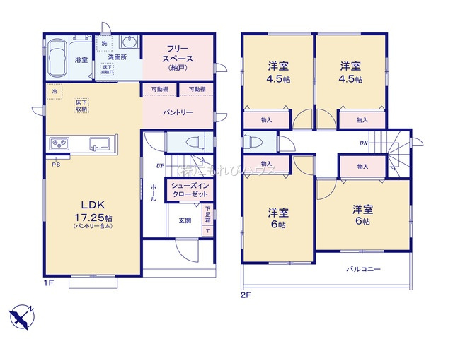 北本市宮内　２期　新築一戸建て　ハートフルタウン　Tの間取り|【全14棟・T号棟】北本市宮内　２期　新築一戸建て　ハートフルタウン　T・4LDK・土地面積126.31m2・建物面積98.95m2