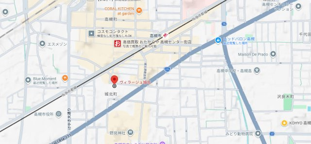高槻市城北町１丁目の賃貸マンションの地図