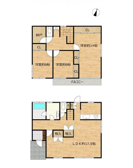 下妻市平沼　中古戸建の間取り