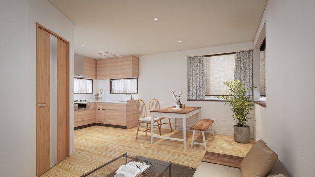 練馬区向山4丁目　敷地33.8坪×建物32.8坪　地下車庫付き　新規リフォーム戸建の居間・リビング