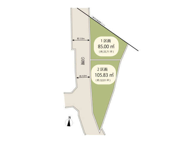 【土地図】 | 新座市野寺5丁目　建築条件付売地　全2区画　(保谷店) | 約32坪の建築条件付売地です。※図面を基に作成しています。現況と異なる場合は現況を優先いたします。