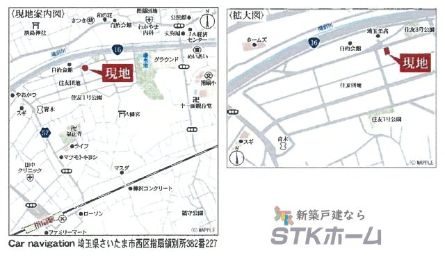 仲介手数料無料　さいたま市西区指扇領別所382-227　新築戸建　全1棟の地図|さいたま市西区指扇領別所382-227