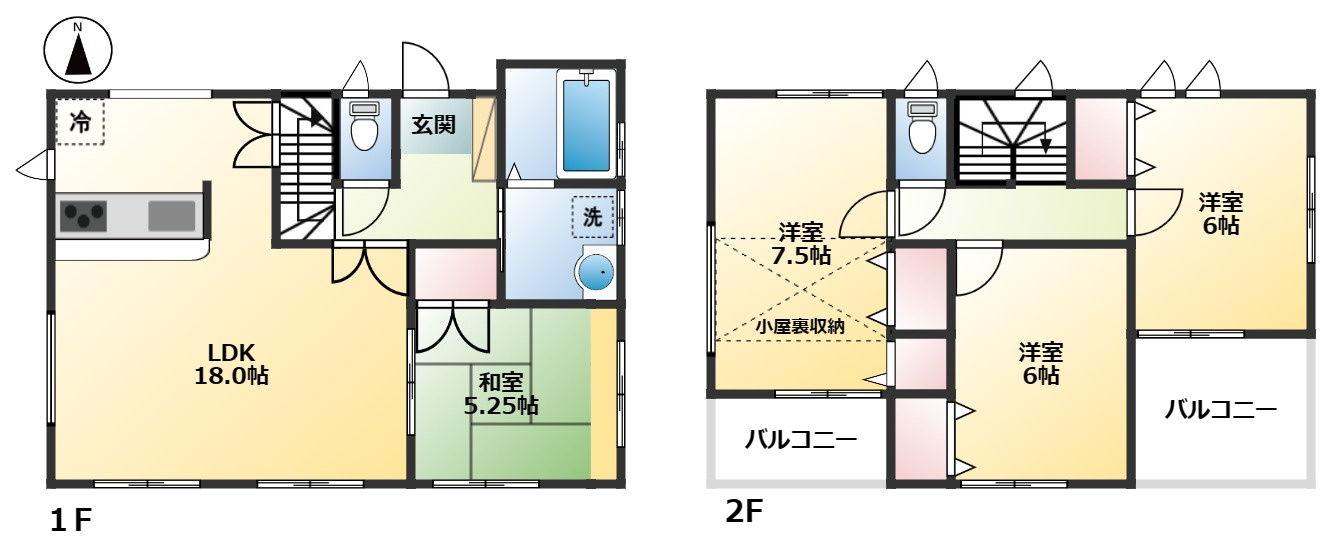 渕上中古戸建/広々としたお庭/太陽光パネル設置済み/オール電化住宅の間取り|各室独立性が高く十分な広さを確保♪使い勝手の良い間取りです！