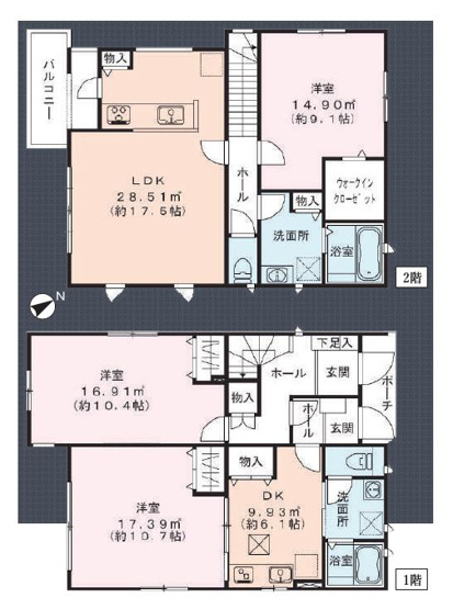 【間取り】 | 板橋区赤塚２丁目　中古戸建て | 1階2DK+2階1LDKと二世帯や仕事場兼住居としても検討可