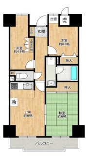 【間取り】 | ライオンズマンション和泉上町 | 使い勝手の良い3LDK♪東向きの４階部分！明るい住まいに気持ちも明るくなりますね！是非現地にてご確認ください♪♪