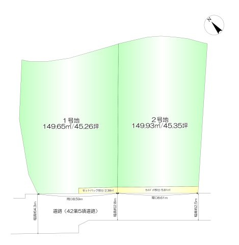 貝塚市鳥羽2区画の土地図