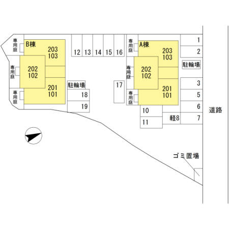 FeliceCasaB棟の駐車場