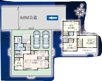 【間取り】 | 越谷市伊原５期新築戸建て | ◆土地面積：124.46㎡　◆建物面積：98.54㎡　◆4LDK+WIC
