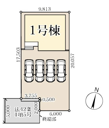 八潮市　大曽根　新築戸建　全1棟の区画図|区画図です