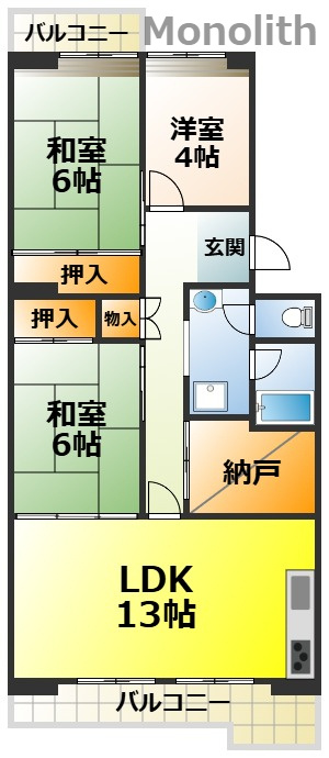 泉北城山台２丁３号棟の間取り