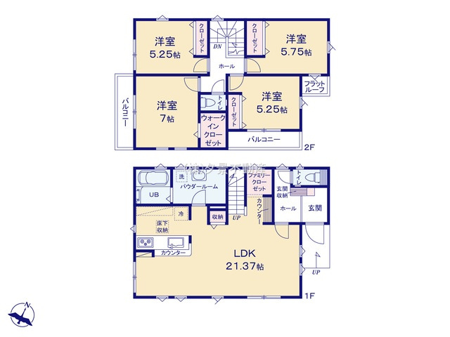《仲介手数料無料》富士見市上沢３丁目8-21新築一戸建て2期FiTの間取り