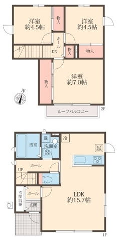 中新田戸建貸家　C棟の間取り