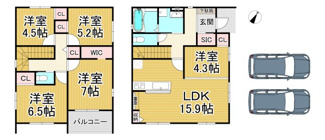 【間取り】 | 川西市大和東2丁目16の14　　新築一戸建て