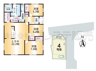 【間取り】 | ４号地間取図