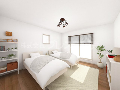 【洋室】 | 奈良市南紀寺町１丁目の新築一戸建 全４区画 | １号地２階洋室（主寝室）完成イメージ／南向きですので、陽あたり良好です♪