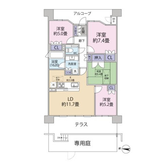 【間取り】 | D’グラフォートレイクタウンⅡ棟D館 | 専有面積：83.83㎡　テラス面積：16.89㎡　専用庭面積：14.30㎡　専用庭のある1階住戸　希少な4LDK物件です