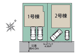 平塚市達上ヶ丘　新築戸建　全2棟1号棟の区画図
