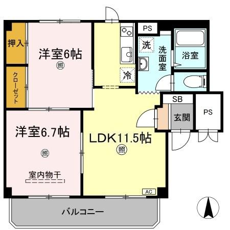 グランデュール高柳　B棟の間取り