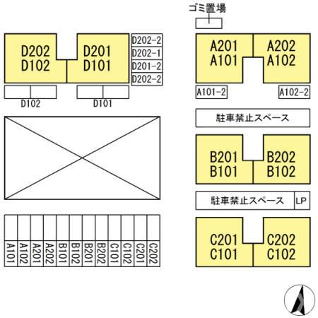 熊本市東区戸島３丁目のアパートの区画図