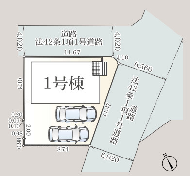 富士宮市宮原の新築一戸建の区画図