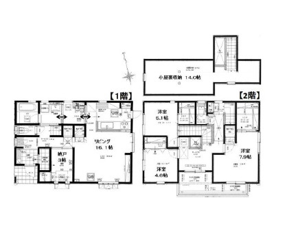 秦野市渋沢　中古戸建の間取り